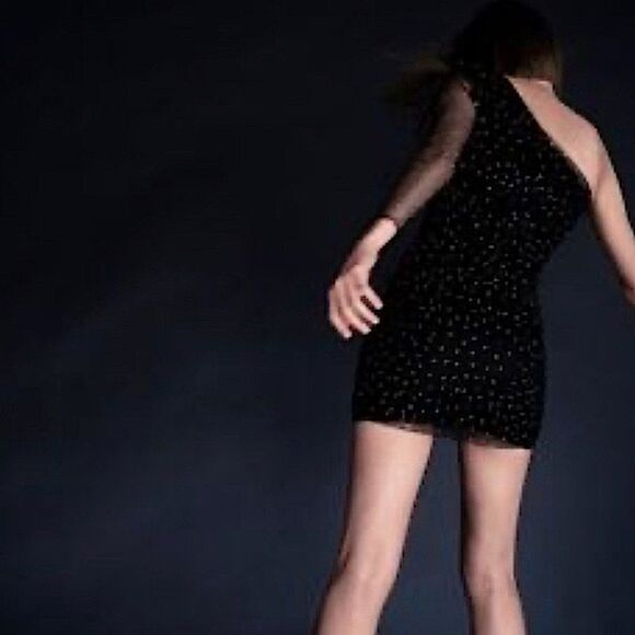 ZARA Blogger Favorite Dress Black Asymmetric Tulle Sparkly Size XS Party - Picture 5 of 14